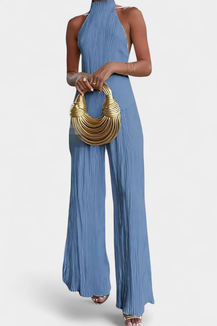 OMNIYA™ | Coordinato chic in tessuto plissé con schiena scoperta