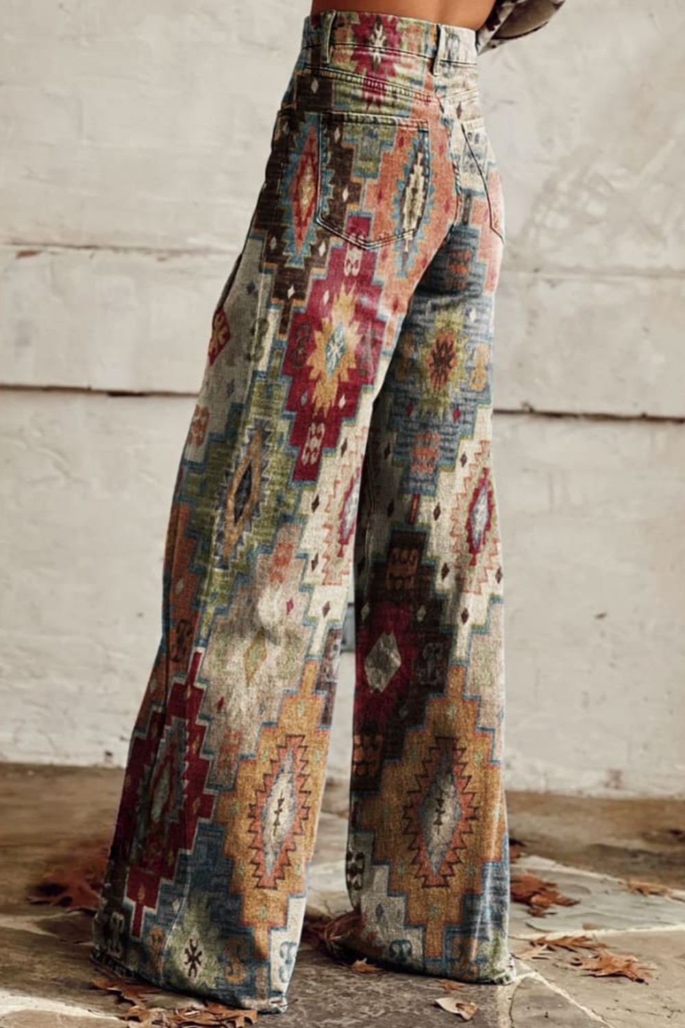 OMNIYA™ | Pantaloni vintage boho con stampa azteca