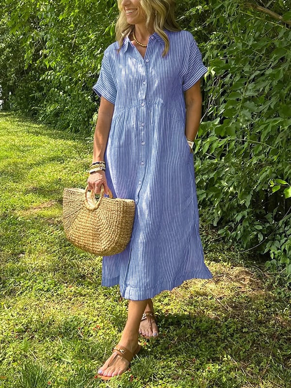 OMNIYA™ | Abito camicia a righe