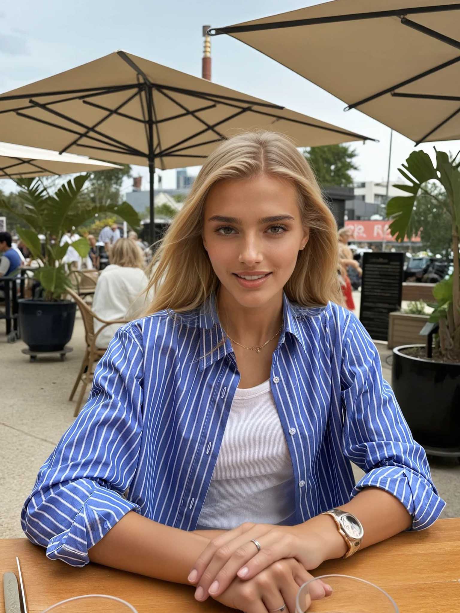 OMNIYA™ | Camicia a Righe Blu in Cotone