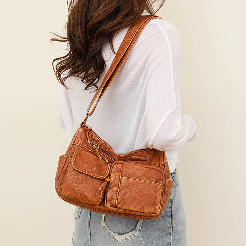OMNIYA™ | Borsa a tracolla vintage con più scomparti