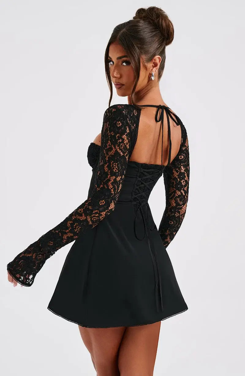 OMNIYA™ | Mini Abito con Dettagli in Pizzo