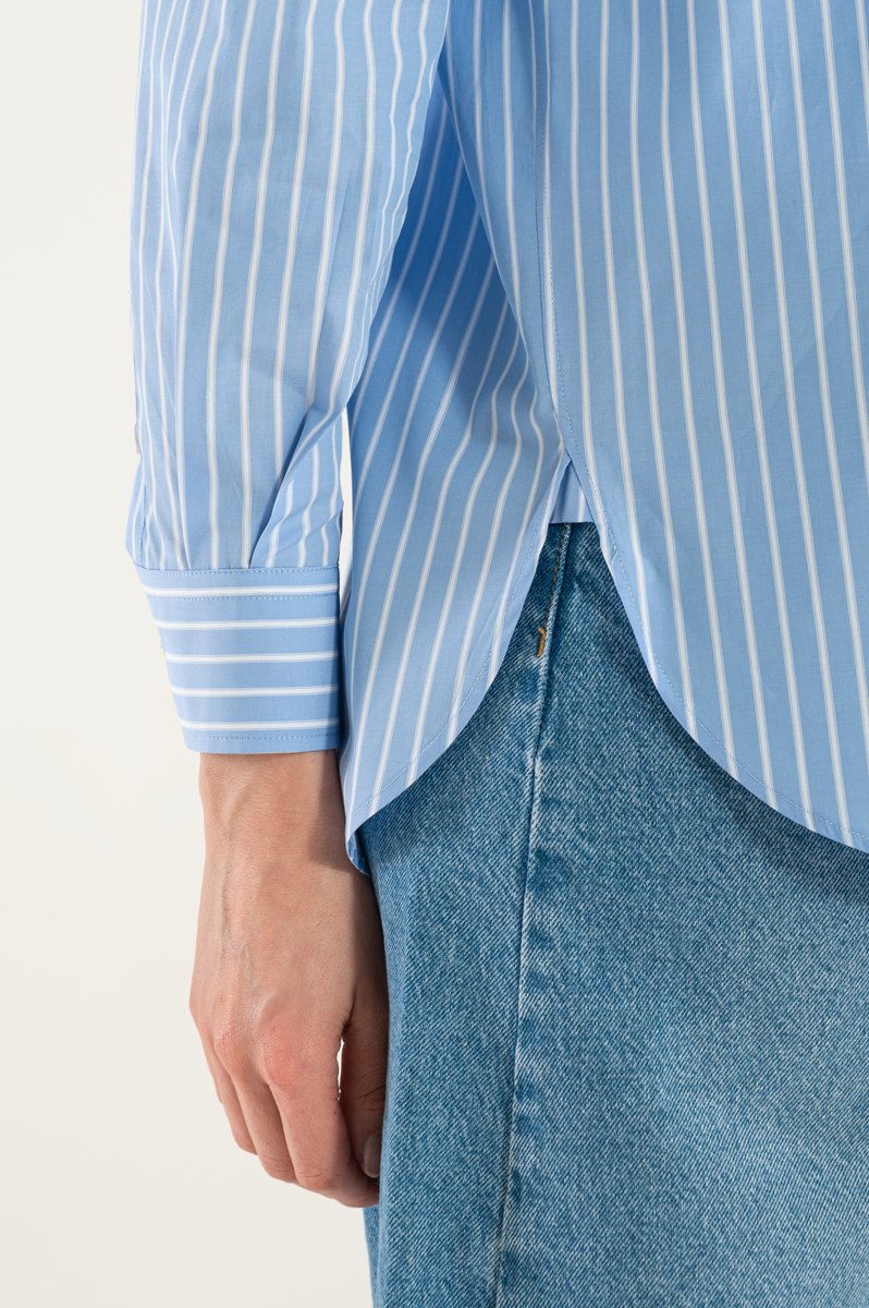 OMNIYA™ | Camicia a Righe Azzurra in Cotone