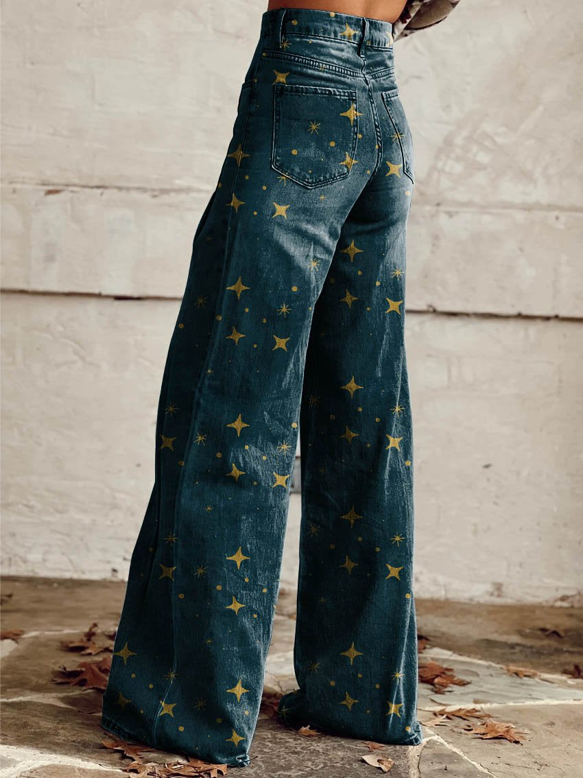 OMNIYA™ | Pantaloni vintage boho con stampa a stelle