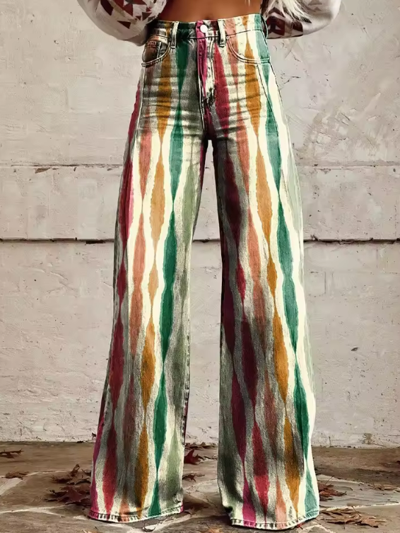 OMNIYA™ | Pantaloni Boho Vintage a Righe