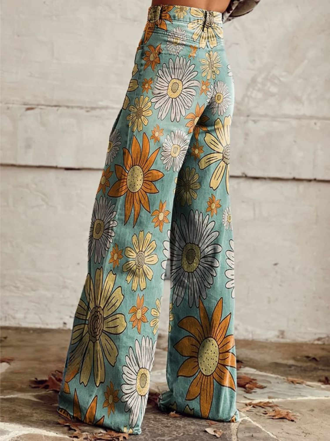 OMNIYA™ | Pantaloni in denim boho con stampa floreale