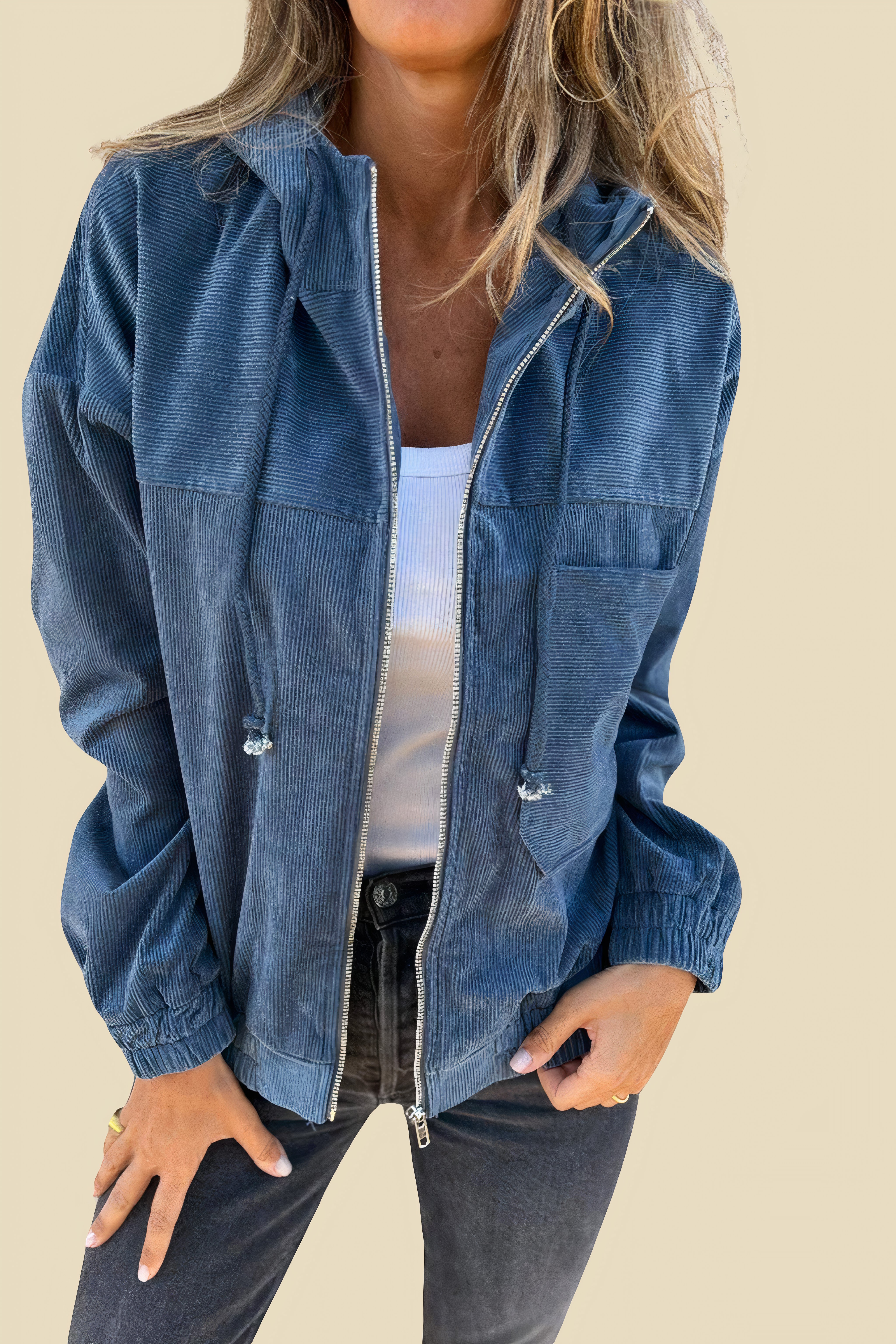 OMNIYA™ | Giacca a cappuccio in corduroy con zip