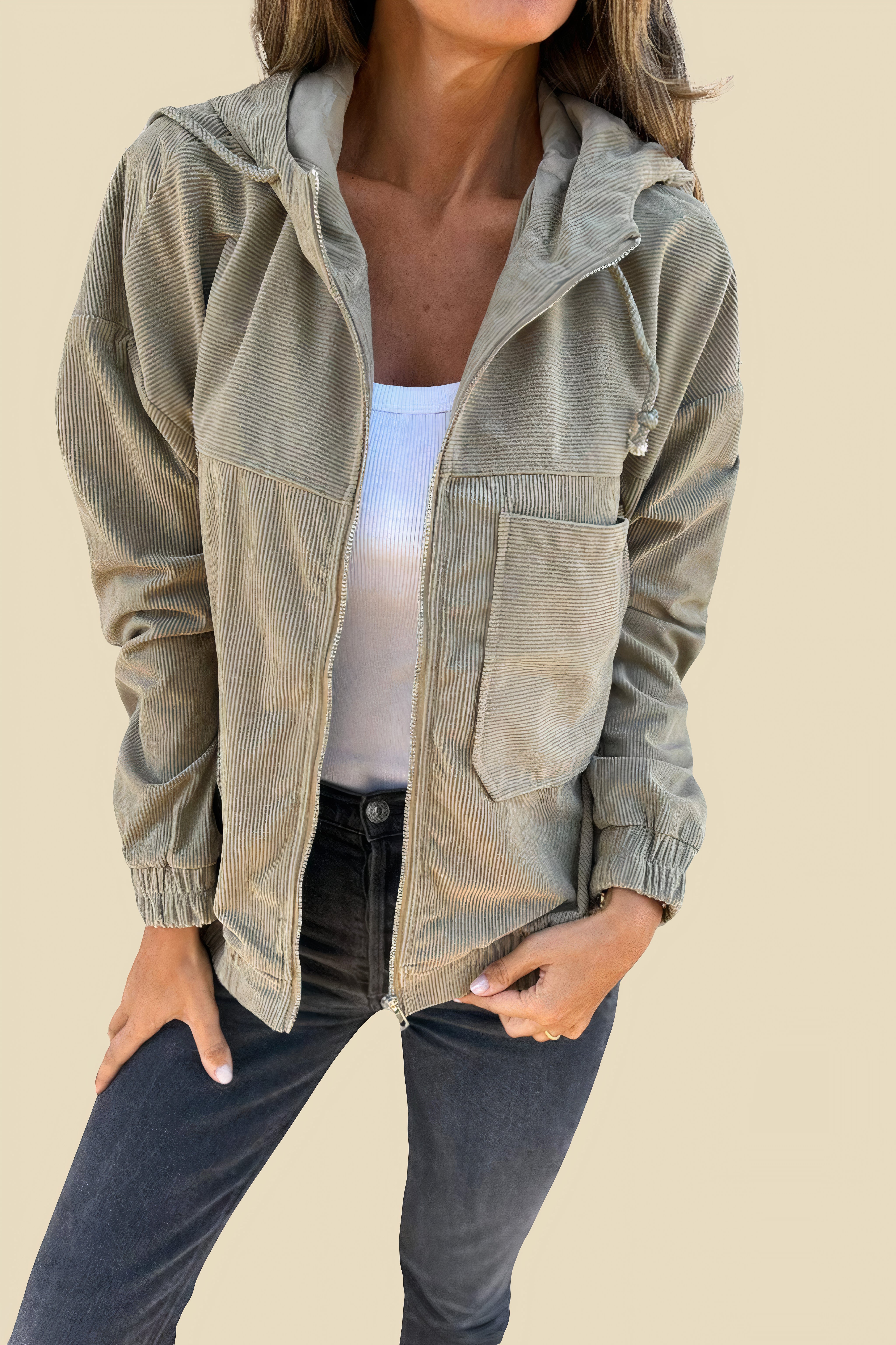 OMNIYA™ | Giacca a cappuccio in corduroy con zip