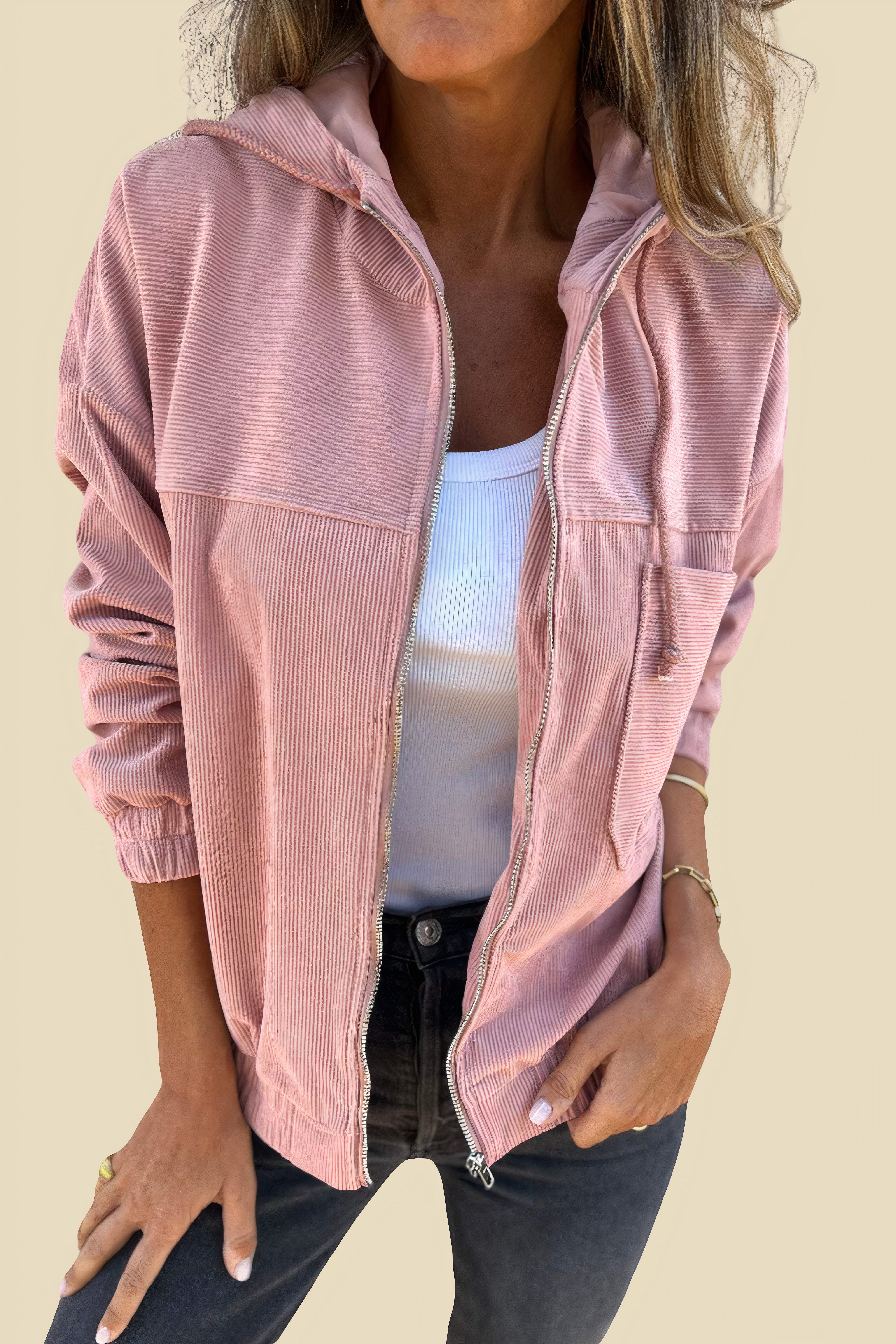 OMNIYA™ | Giacca a cappuccio in corduroy con zip