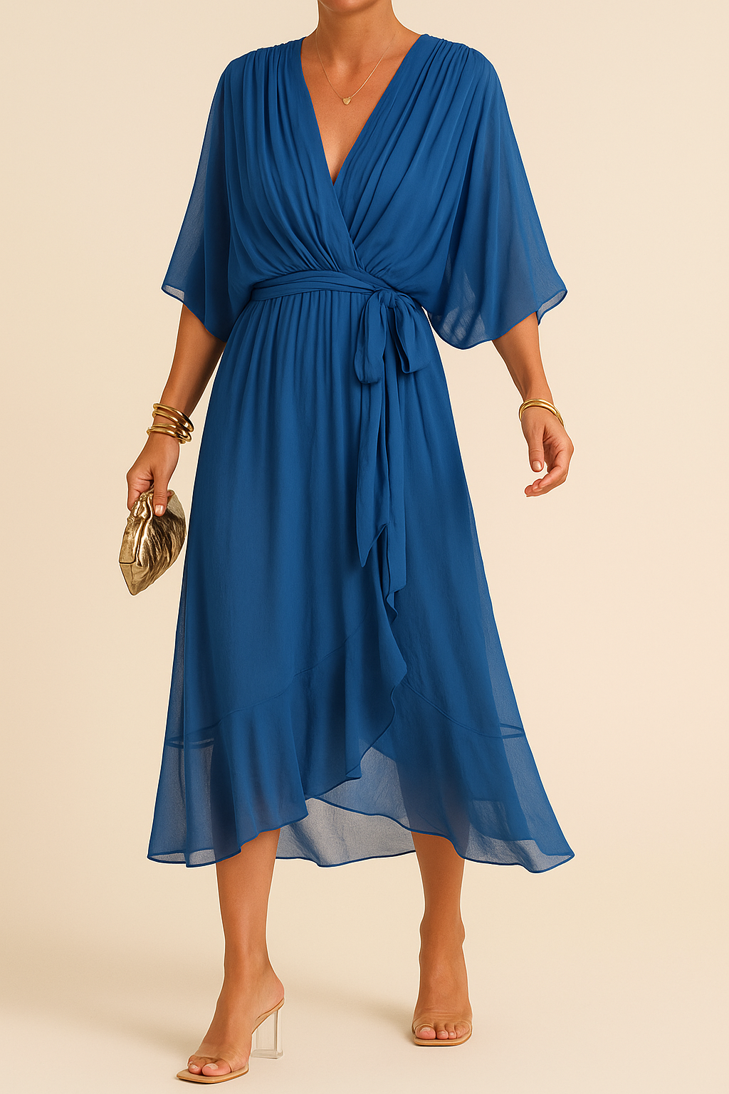 OMNIYA™ | Abito in chiffon con scollo a V