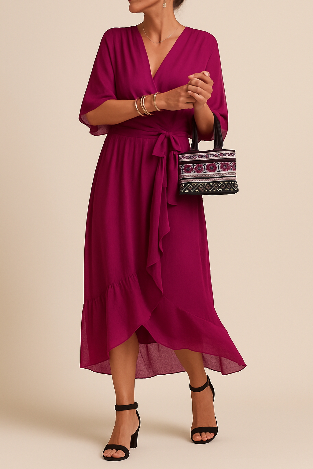 OMNIYA™ | Abito in chiffon con scollo a V