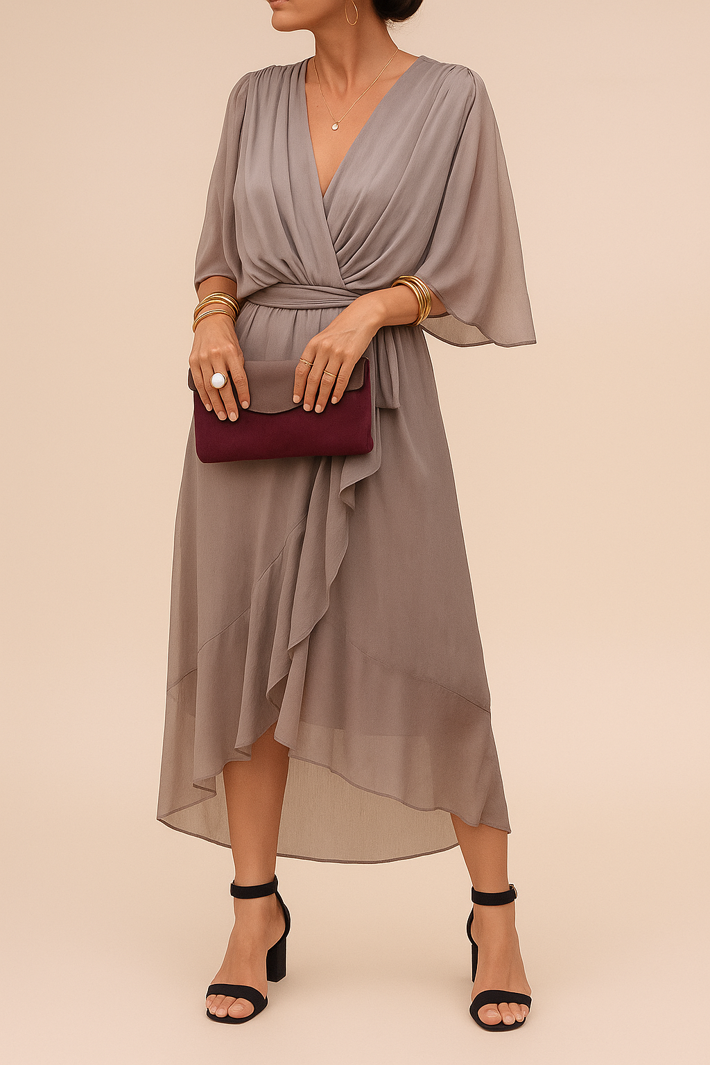 OMNIYA™ | Abito in chiffon con scollo a V
