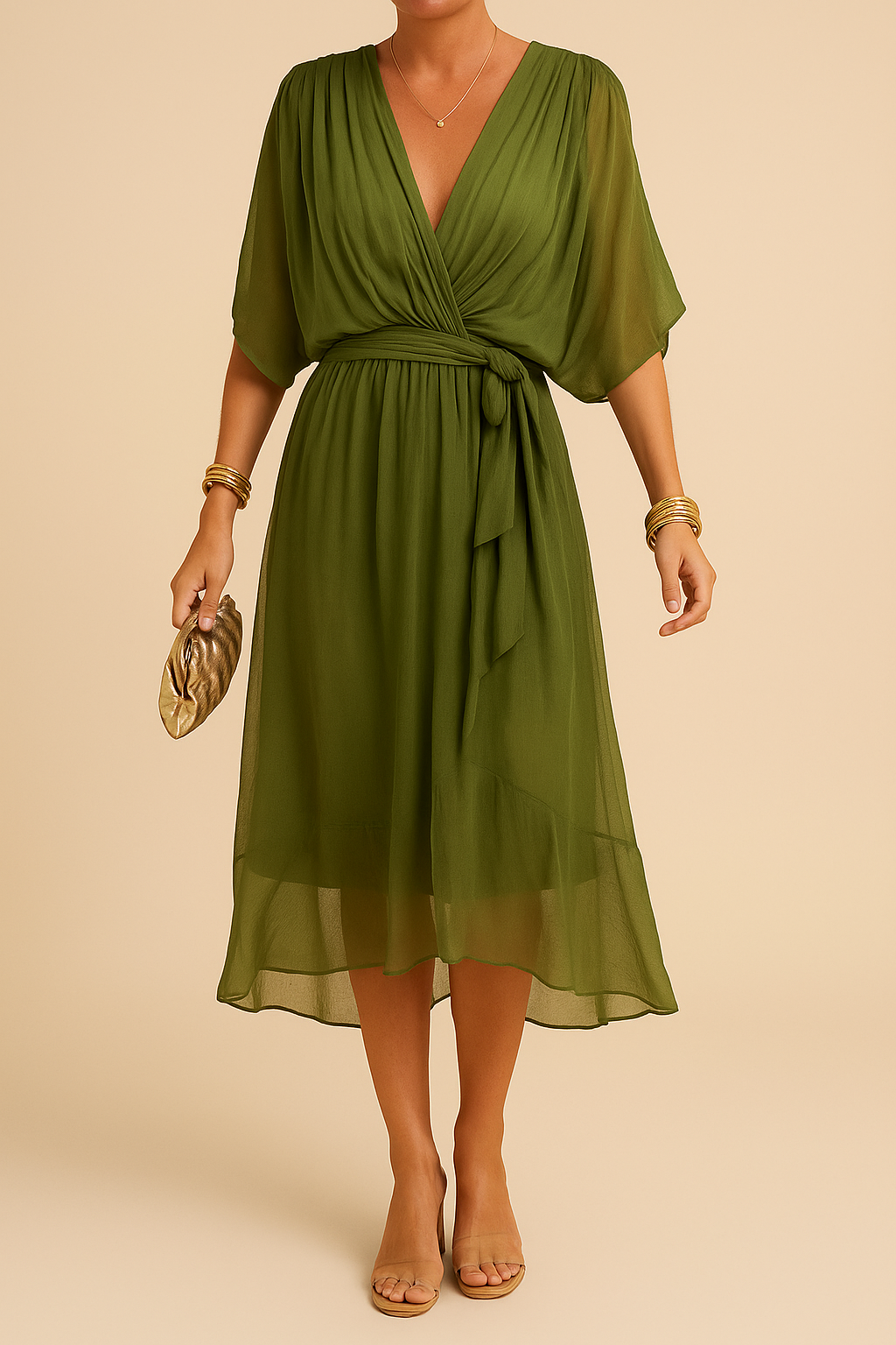 OMNIYA™ | Abito in chiffon con scollo a V