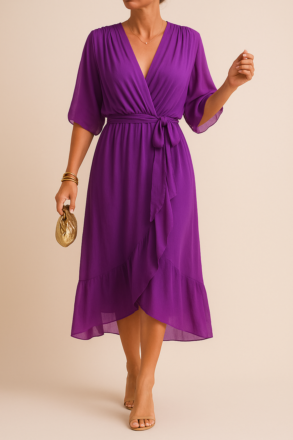 OMNIYA™ | Abito in chiffon con scollo a V