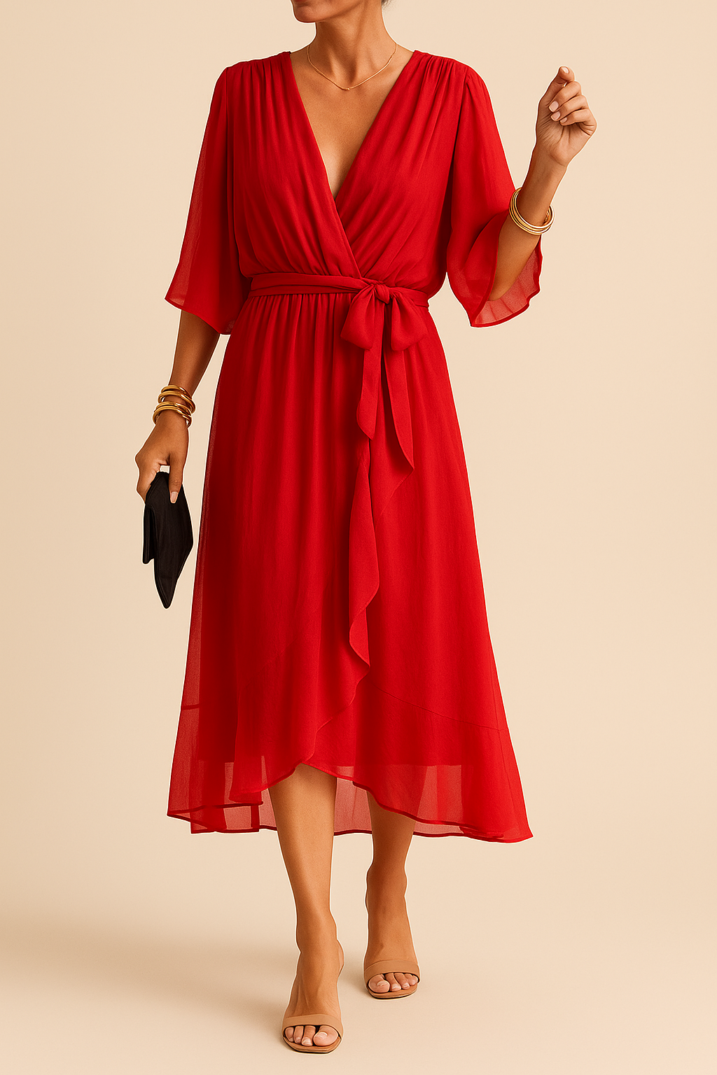 OMNIYA™ | Abito in chiffon con scollo a V