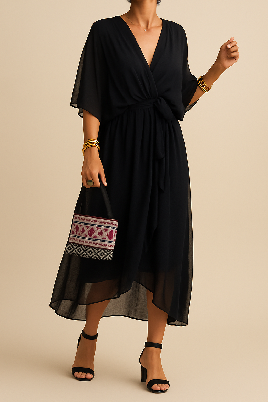 OMNIYA™ | Abito in chiffon con scollo a V