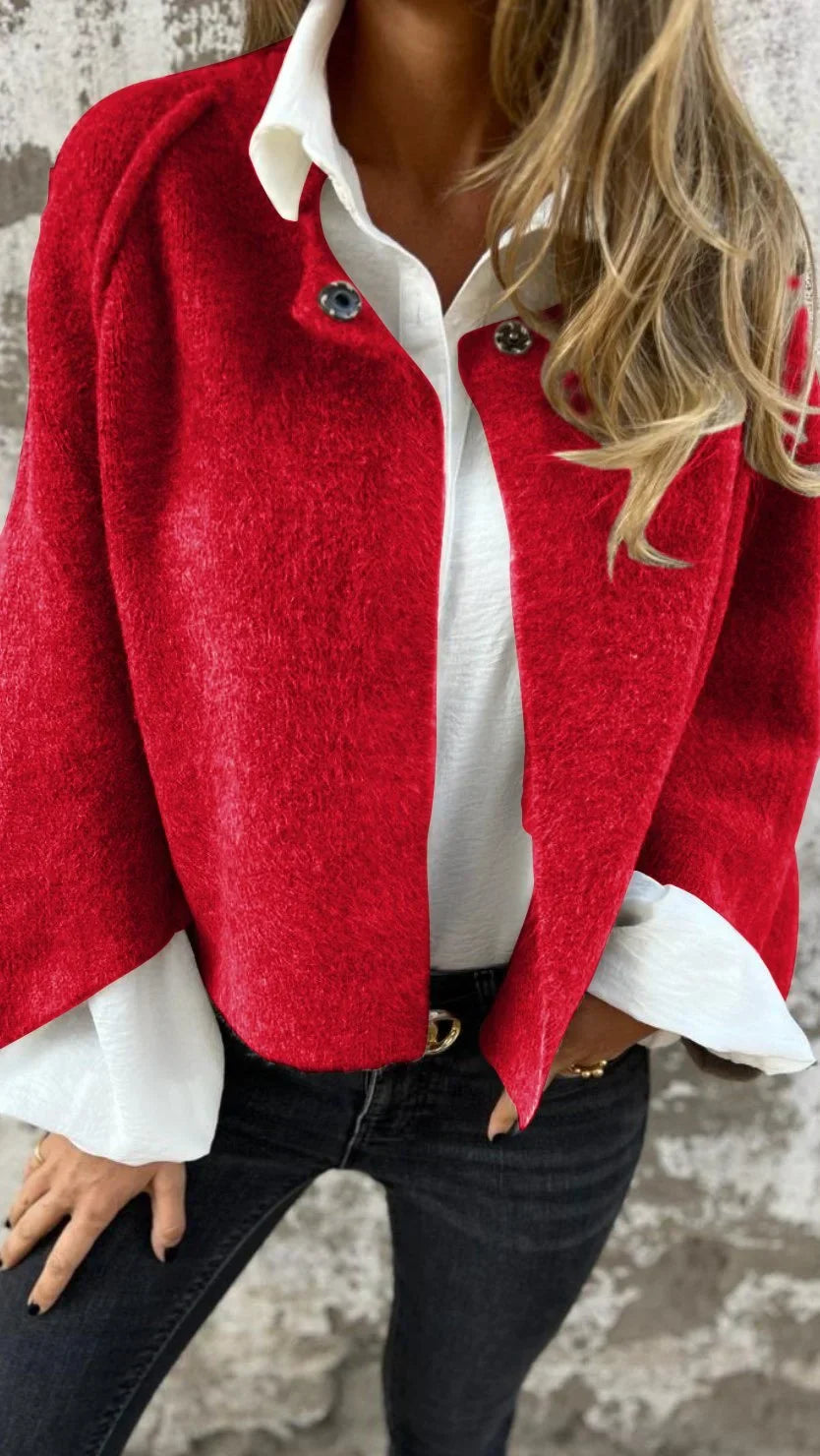 OMNIYA™ | Cappotto di Lana con Collo Rotondo e Maniche Lunghe