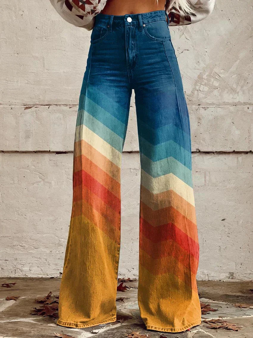 OMNIYA™ | Pantaloni larghi retrò Chevron