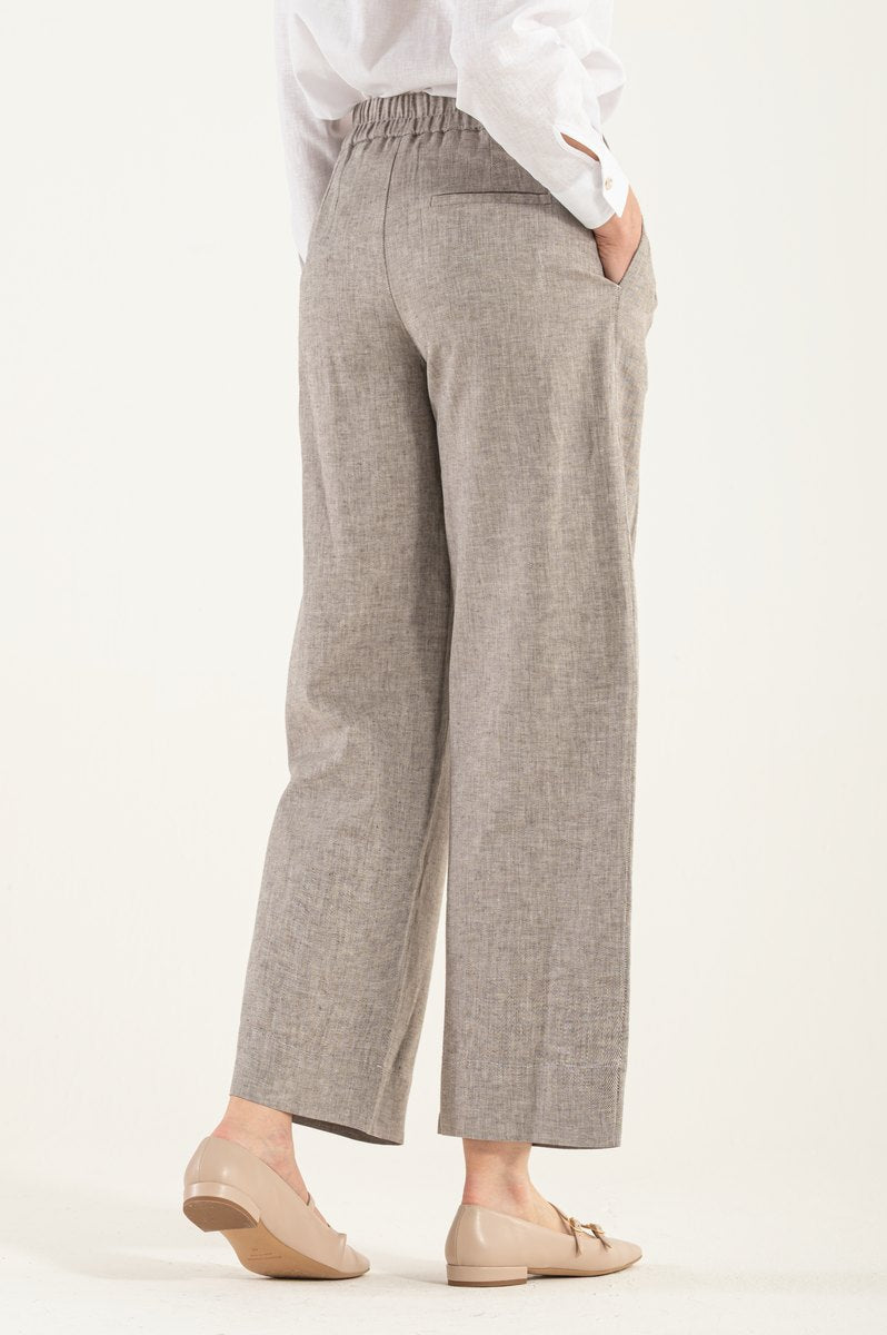 OMNIYA™ | Pantalone Beige con Chiusura a Bottone