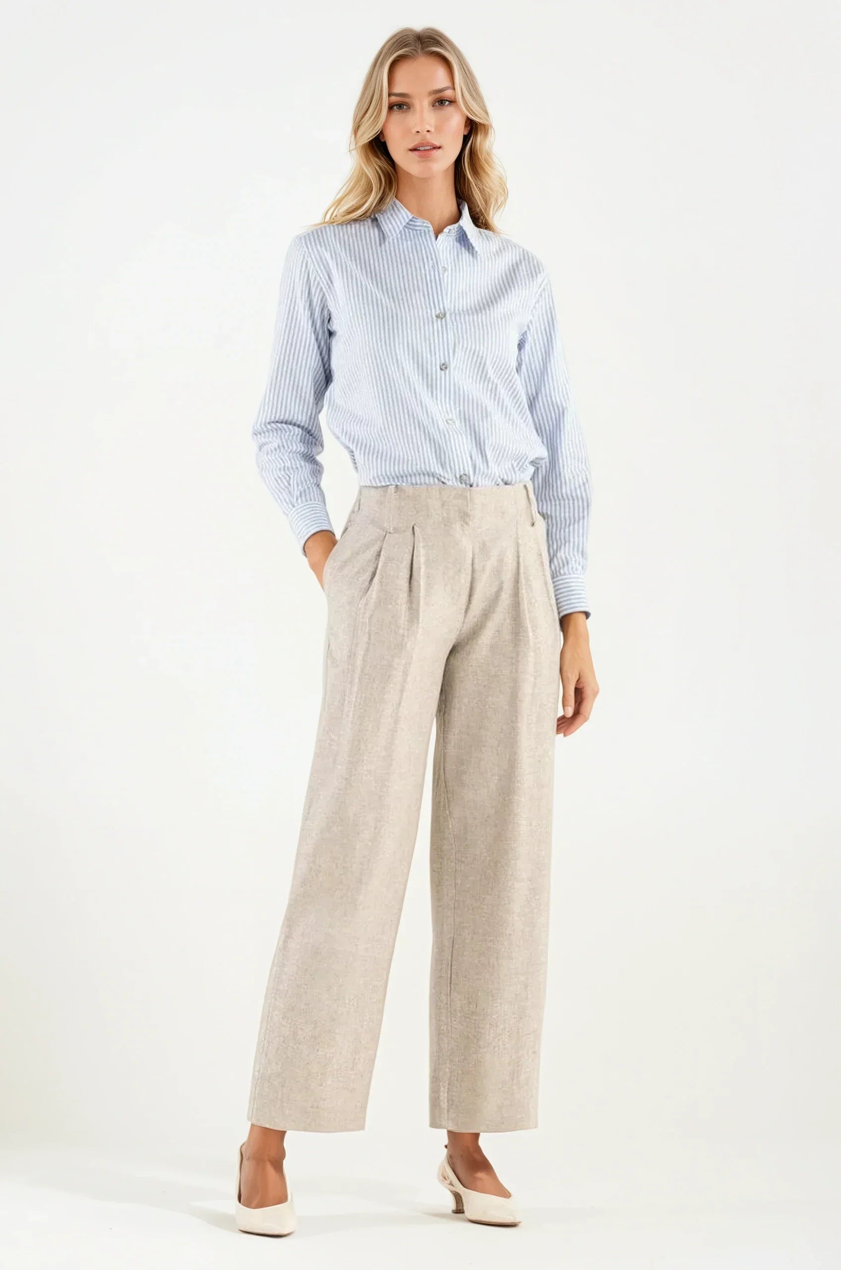 OMNIYA™ | Pantalone Naturale con Chiusura a Bottone