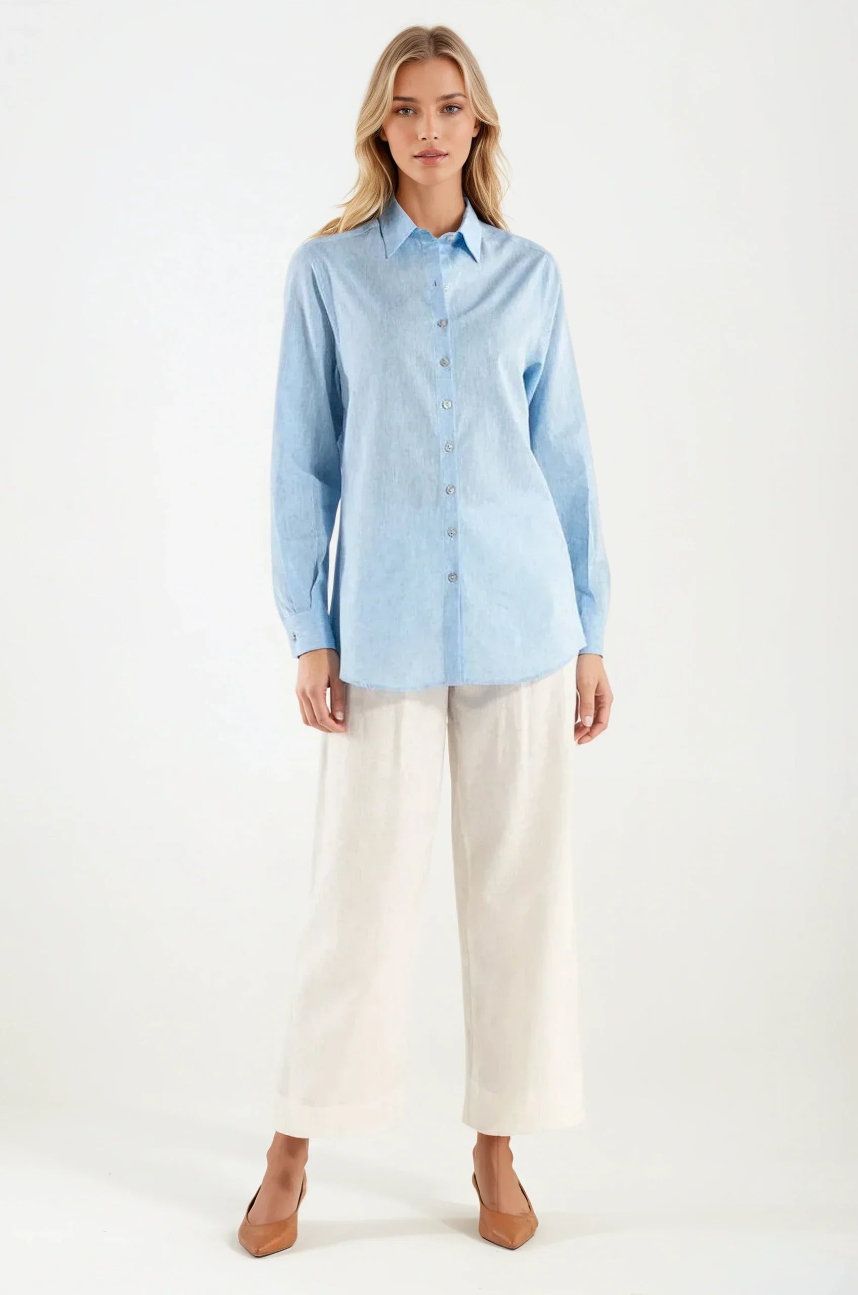 OMNIYA™ | Camicia Azzurra in Lino