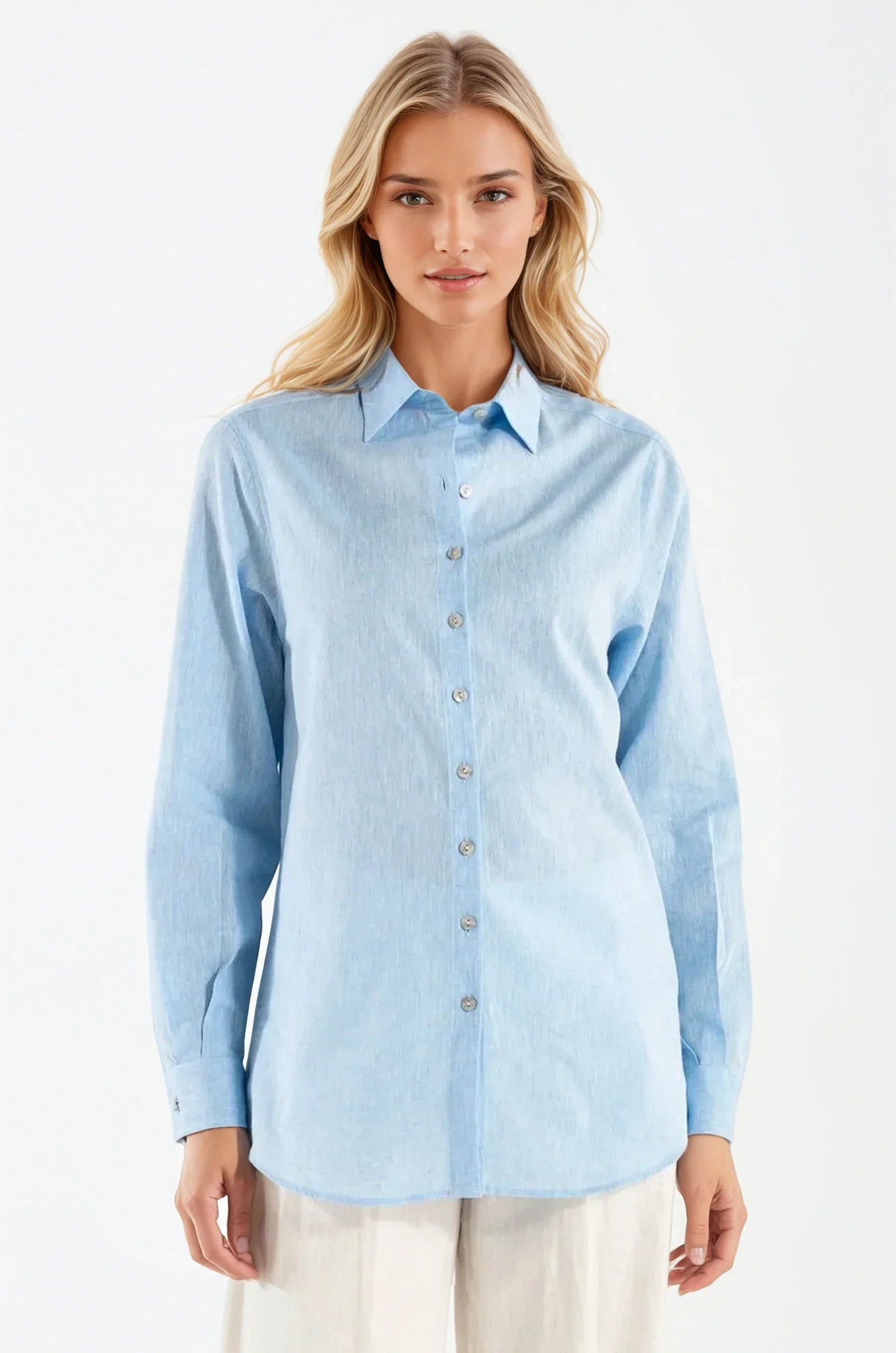 OMNIYA™ | Camicia Azzurra in Lino
