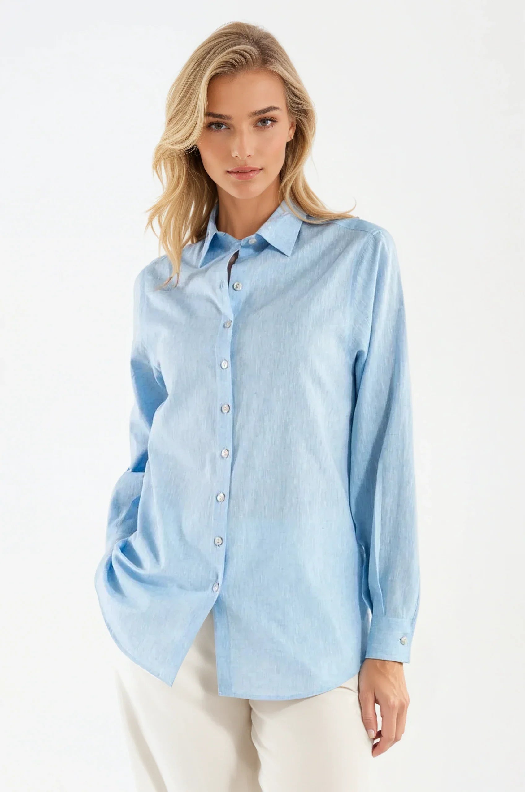 OMNIYA™ | Camicia Azzurra in Lino