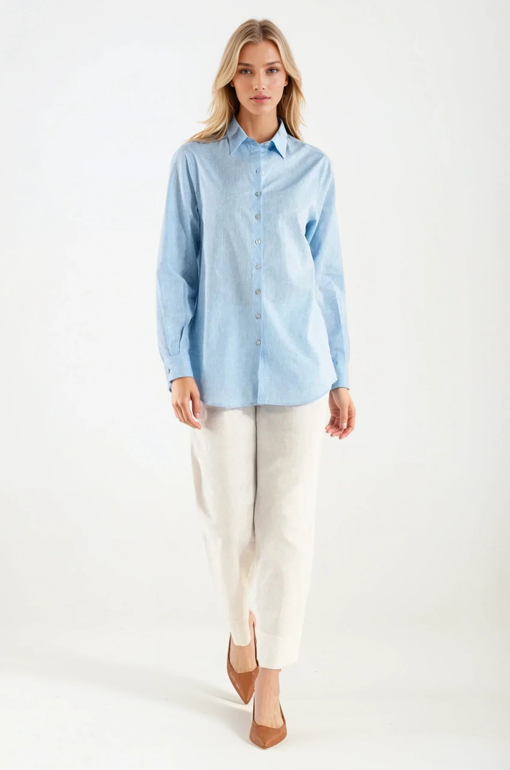 OMNIYA™ | Camicia Azzurra in Lino