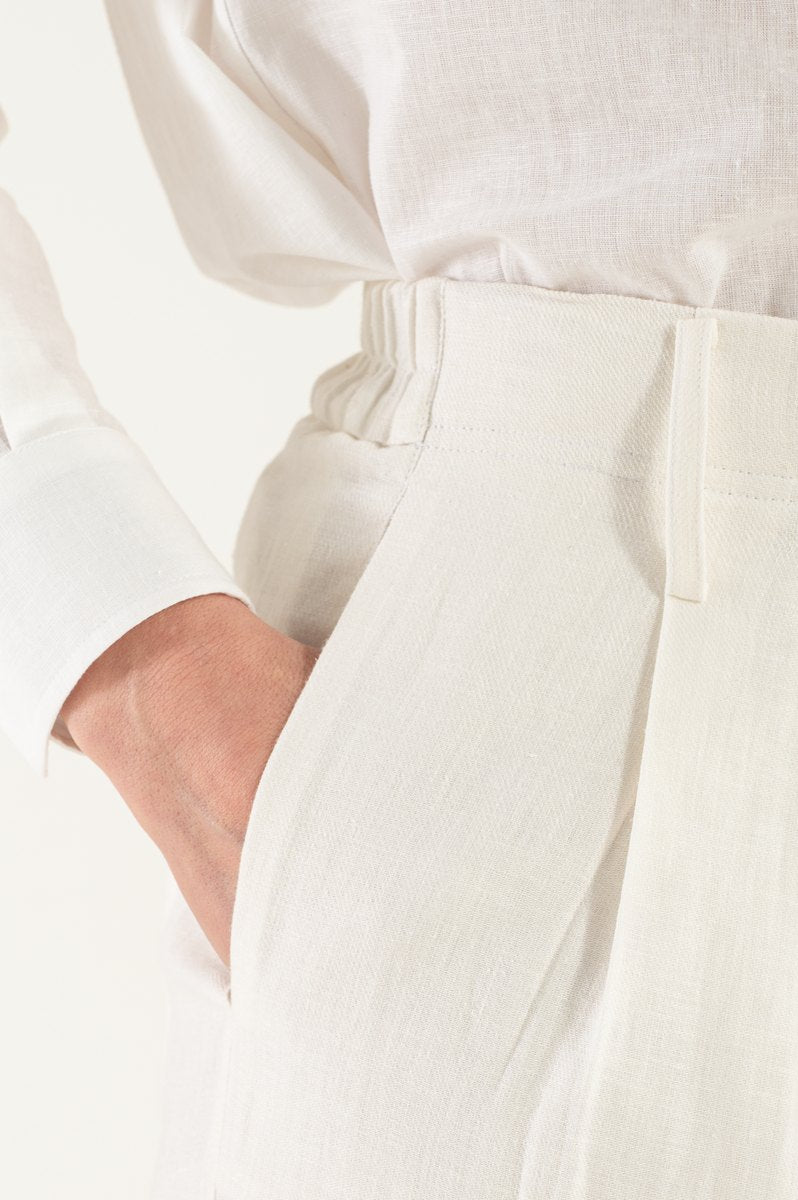 OMNIYA™ | Pantalone Crema con Chiusura a Bottone
