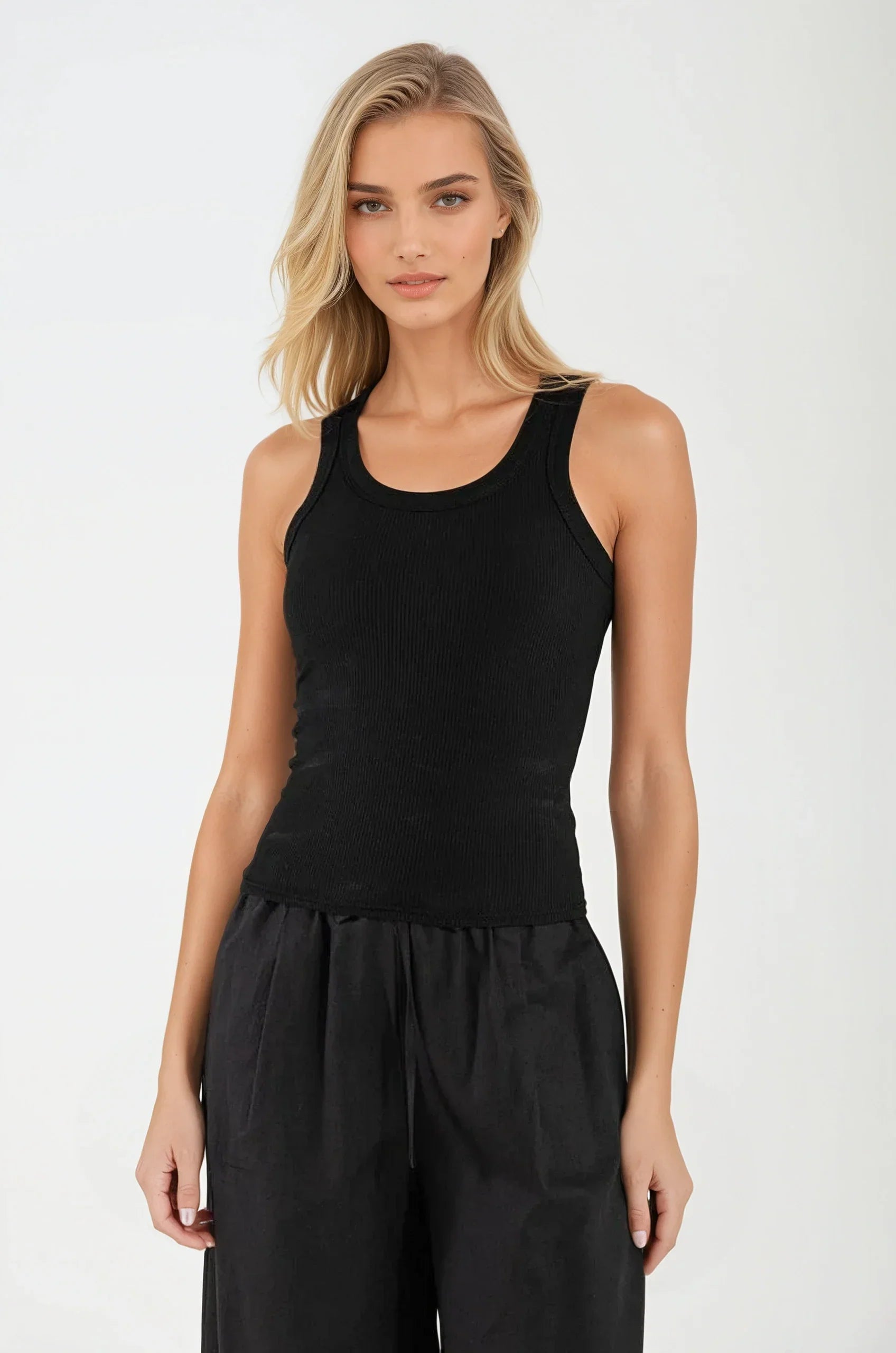 OMNIYA™ | Canotta in Cotone Naturale Nera