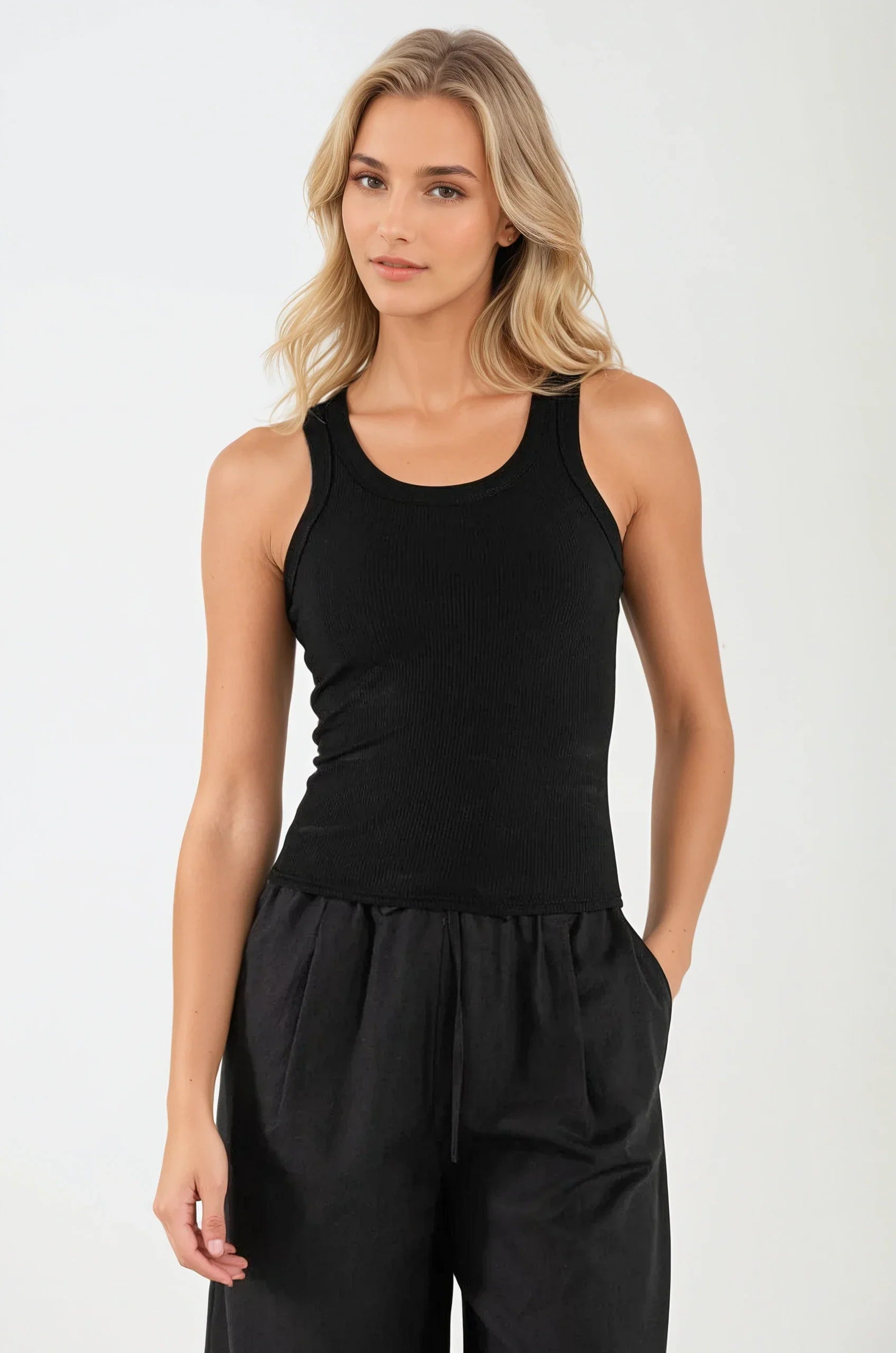 OMNIYA™ | Canotta in Cotone Naturale Nera