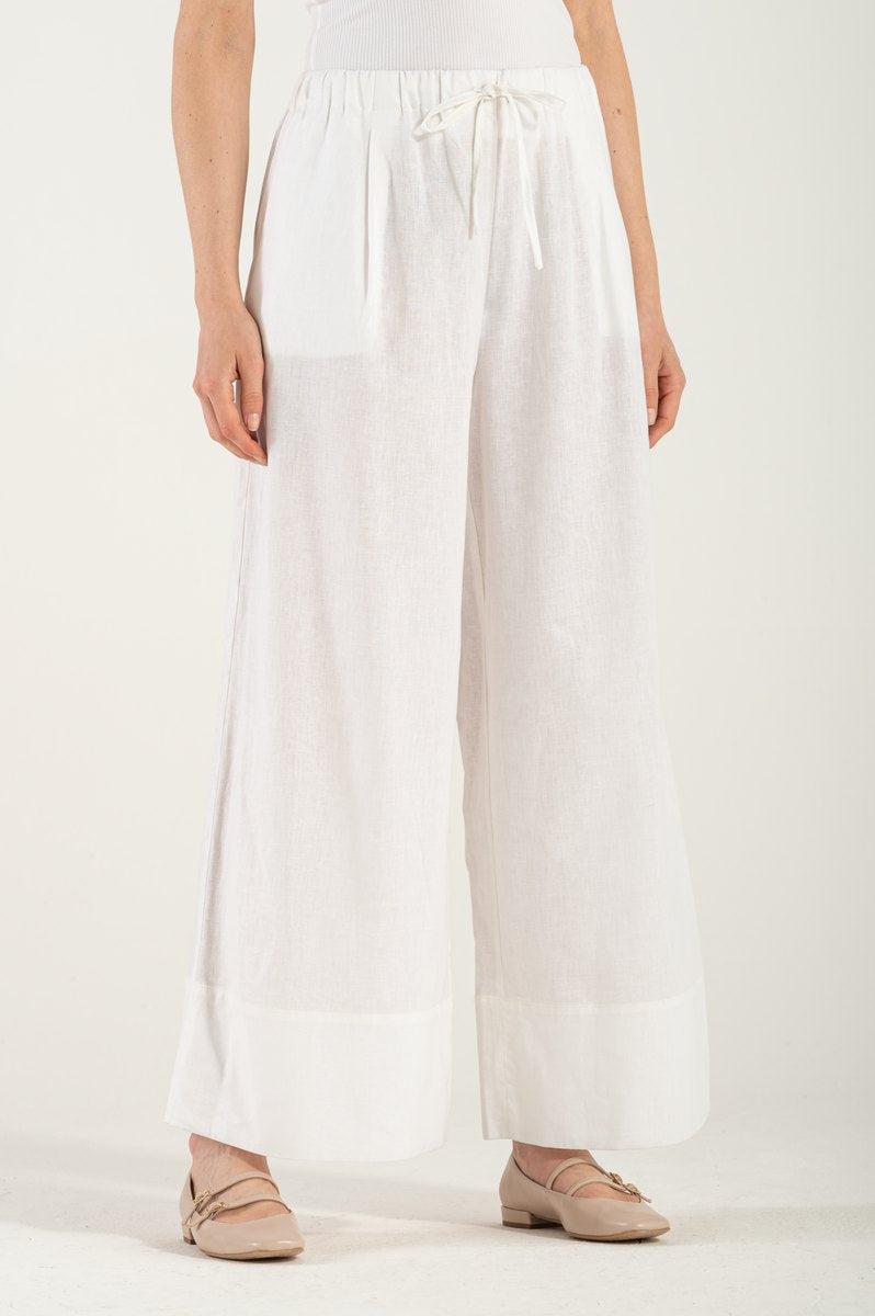 OMNIYA™ | Pantalone Bianco con Laccio in Vita