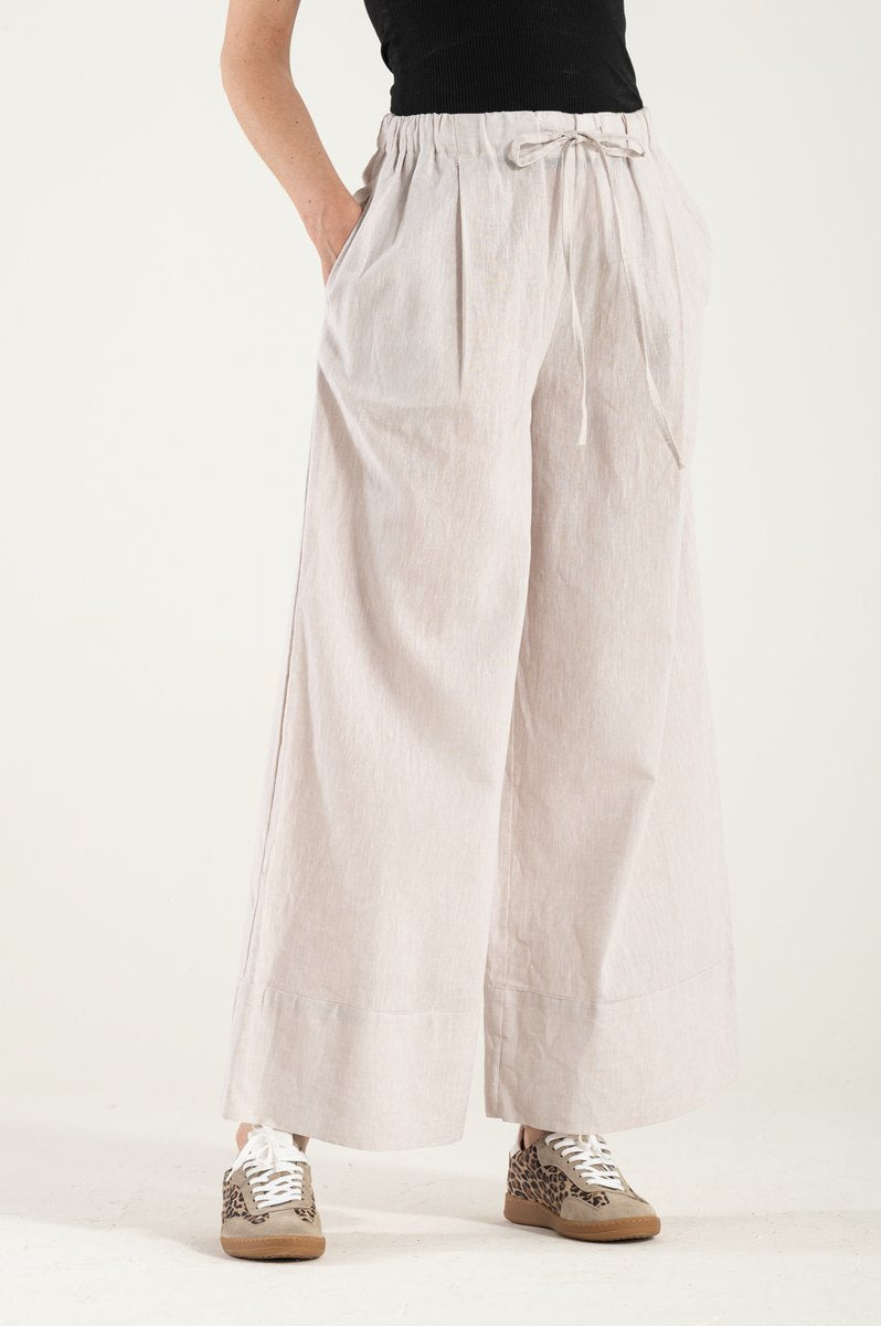 OMNIYA™ | Pantalone Beige con Laccio in Vita