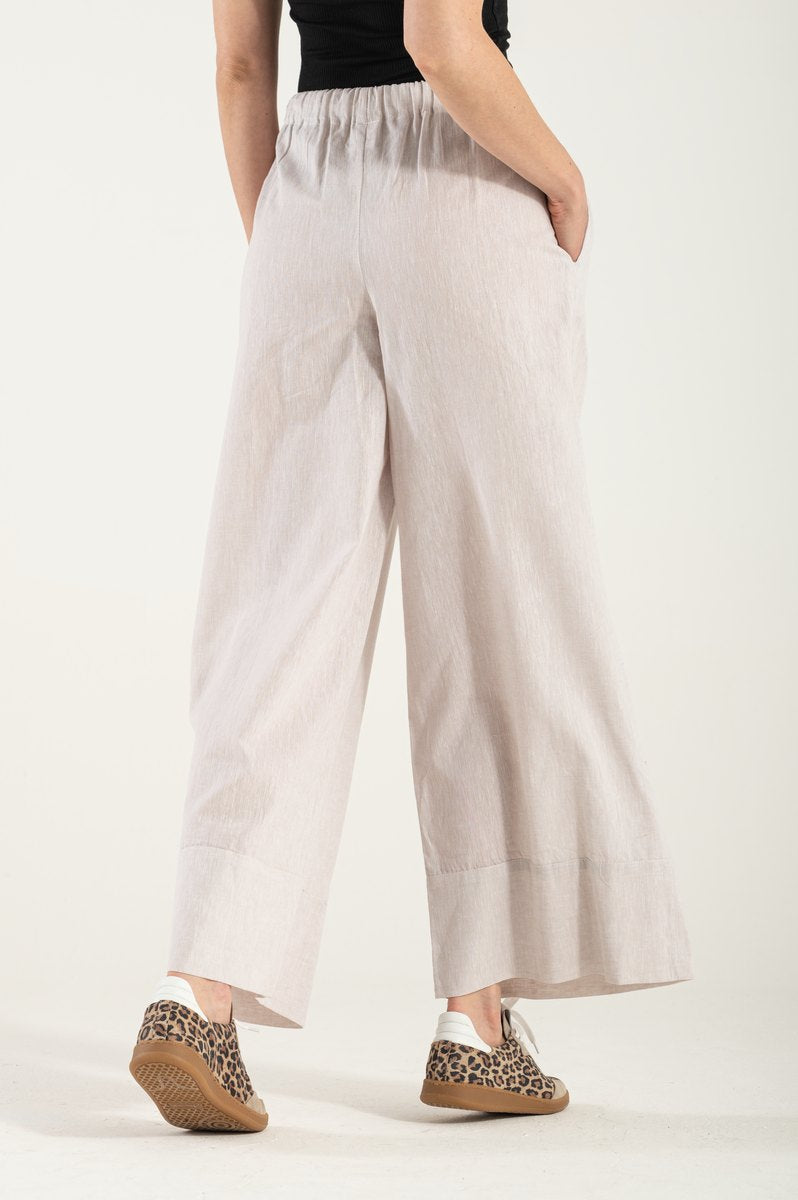 OMNIYA™ | Pantalone Beige con Laccio in Vita