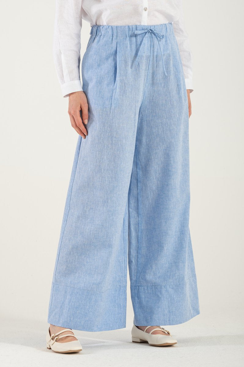 OMNIYA™ | Pantalone Celeste con Laccio in Vita