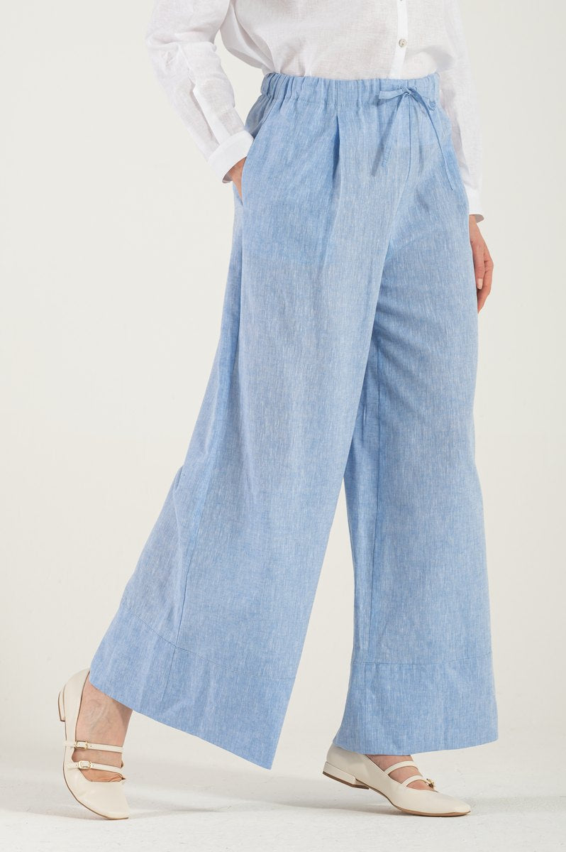 OMNIYA™ | Pantalone Celeste con Laccio in Vita
