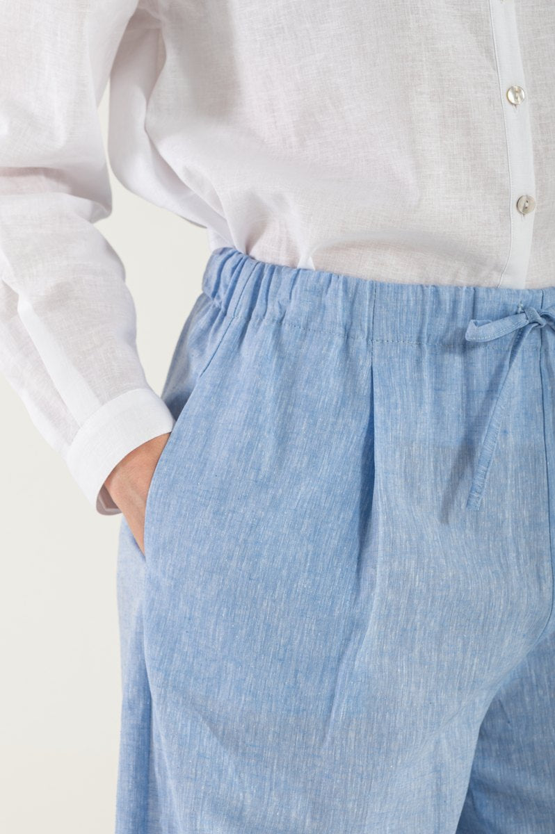 OMNIYA™ | Pantalone Celeste con Laccio in Vita